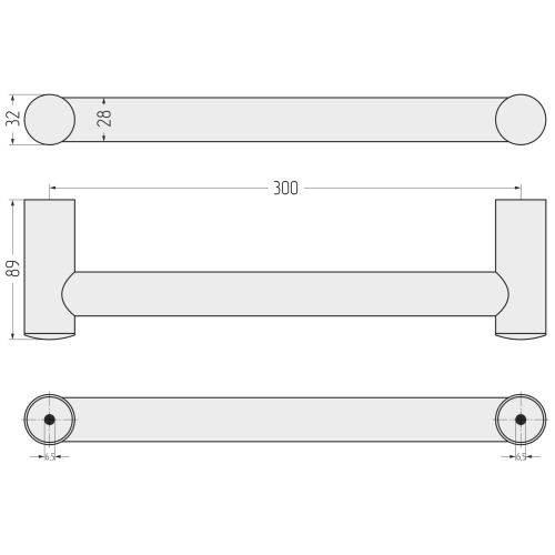Поручень "СУНЕРЖА" прямой  d 28 мм / L 300