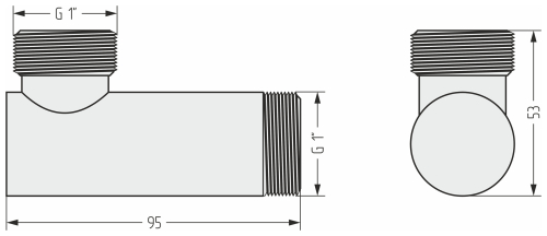 Уголок н/ж "СУНЕРЖА" G 1" нар.р. L-93 мм / G 1" нар.р. L-30.5 мм