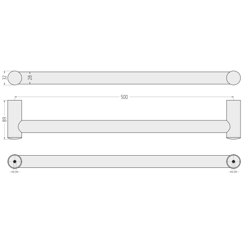 Поручень "СУНЕРЖА" прямой  d 28 мм / L 500