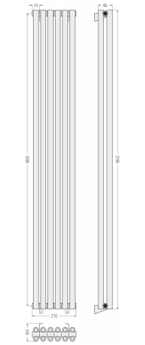 ДР ЭСТЕТ-00 н/ж 1800х270 / 6 сек
