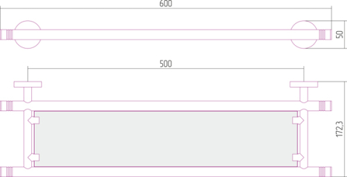 Полка КАНЬОН стеклянная  / L 600