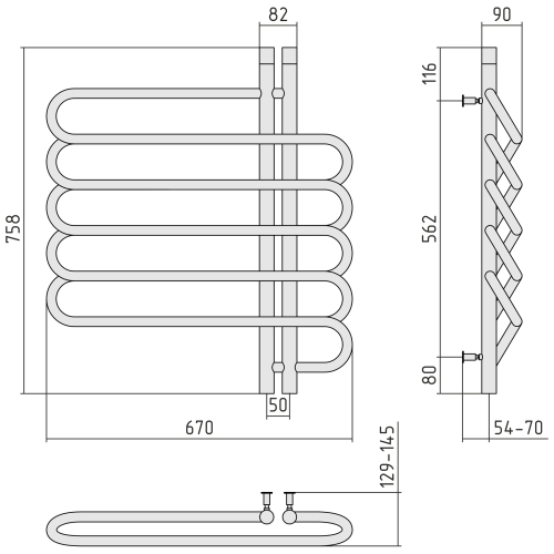 Radiator "Furore Verso EU50" (800х700 mm)