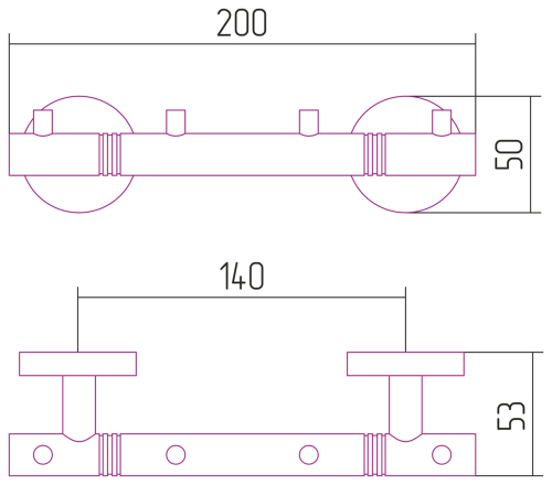 Вешалка КАНЬОН - 4 крючка / L 200