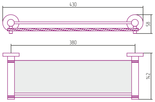 Полка КАНЬОН стеклянная с ограничителем / L 400