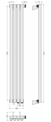 ДР ЭСТЕТ-0 н/ж EU50 правый 1200х180 / 4 сек