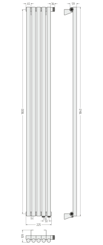 ДР ЭСТЕТ-1 н/ж EU50 правый 1800х225 / 5 сек