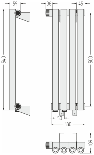 ДР ЭСТЕТ-0 н/ж EU50 левый 500х180 / 4 сек
