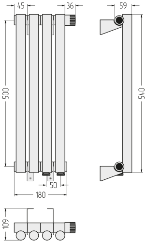 ДР ЭСТЕТ-1 н/ж EU50 правый 500х180 / 4 сек