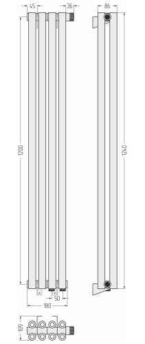 ДР ЭСТЕТ-00 н/ж EU50 1200х180 / 4 сек