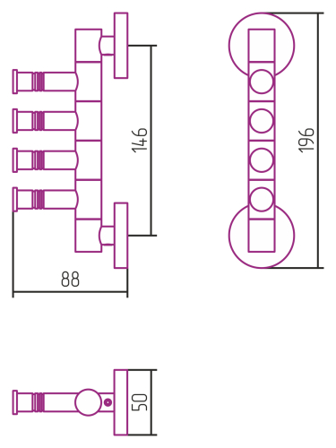 Держатель полотенец ВЕЕР-4 поворотный / L 88