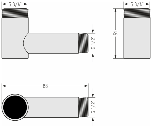 Уголок переходной G 3/4" НР х G 1/2" НР Уголок переходной G 3/4" НР х G 1/2" НР