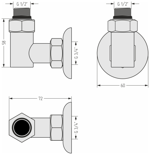 Набор комплектующих для ПС G 1/2" НР х G 3/4" НГ / 2 шт