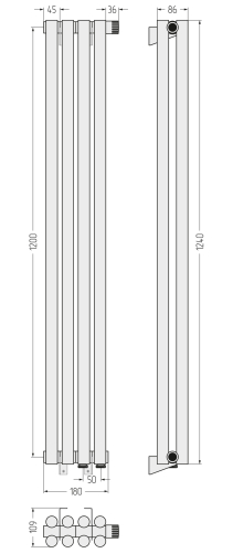ДР ЭСТЕТ-11 н/ж EU50 1200х180 / 4 сек
