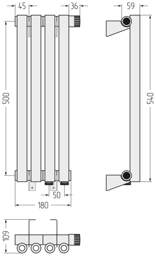 ДР ЭСТЕТ-0 н/ж EU50 правый 500х180 / 4 сек