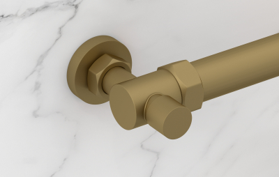 Вентиль угловой н/ж "СУНЕРЖА" (под шестигранник) G 1" нар.р. / G 3/4" н. г. (Матовое золото)